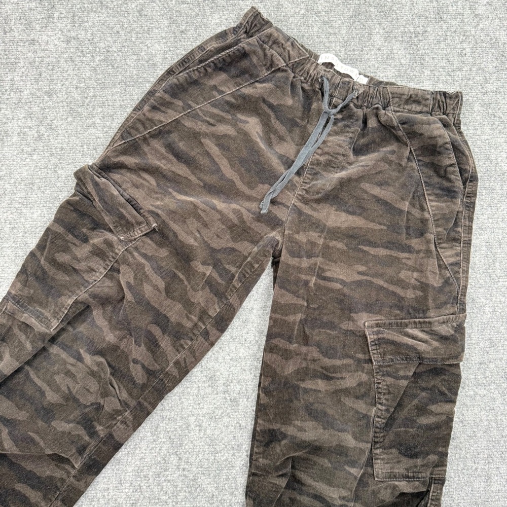 TINSELTOWN Camo Corduroy Cargo Pants Drawstring Waist Women's XS